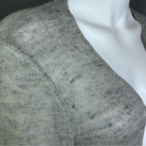 Eileen Fisher cardigan size small longline linen heather knit blue grey coastal - Picture 8 of 9